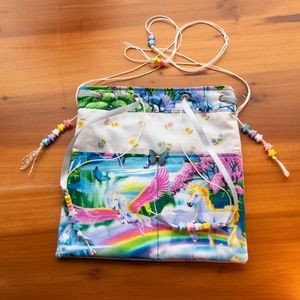 Unicorn And Pegasus Keepsake Handmade Bag For Tablet Toys Eyelet Drawstring Bag